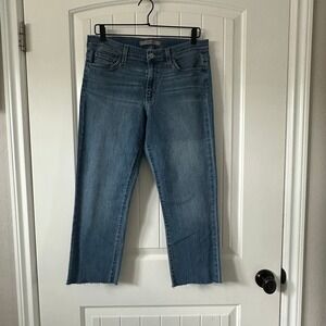 Joe's Jeans Crop Straight Leg Frayed‎ Hem Denim Blue Women's Size 30